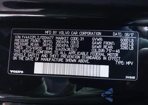2018 Volvo Xc90 T6 Inscription z USA, uszkodzony, nr VIN YV4A22PL2J1204477